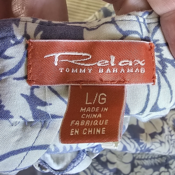 Tommy Bahama Relax Slvless Halter Top Blue/White Hawaiian Tropical Floral Sz L - Picture 4 of 7